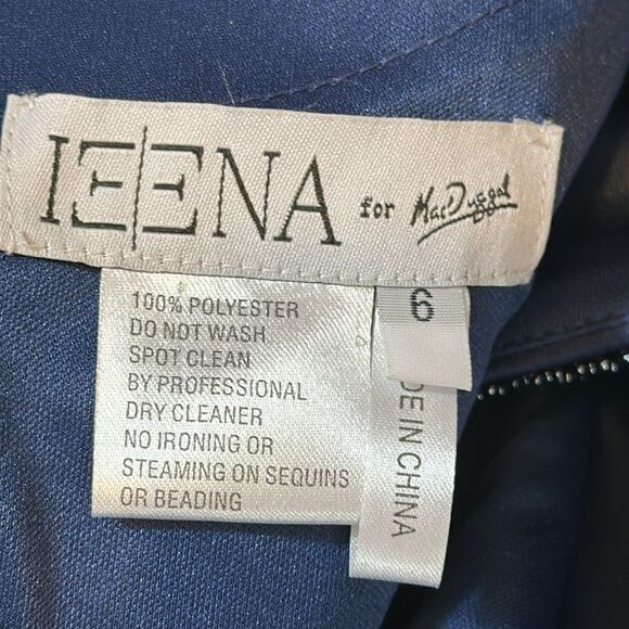 NEW Ieena for Mac Duggal hand- beaded cap sleeve A-line navy blue gown size 6 - Picture 12 of 14